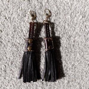 black leather earrings, French Earring Hooks
